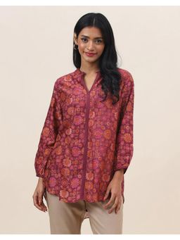 Fabindia - Wine Cotton Silk Hand Block Printed Tunic