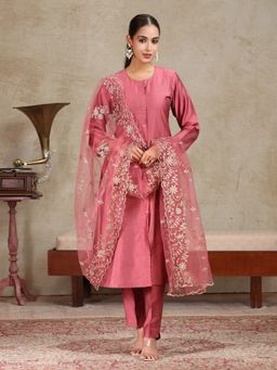 Cotton Culture - Peach Solid Kurta with Pant and Dupatta