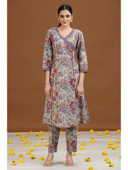 Cotton Culture - Beige Floral Printed A-Line Cotton Co-ord Set