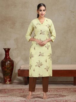 Cotton Culture - Women Cotton Yellow Floral Kurta