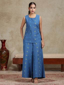Cotton Culture - Royal Blue Geometric Cotton Straight Co-ord Set