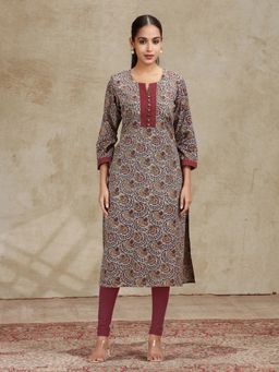 Cotton Culture - Women Cotton Beige Printed Kurta