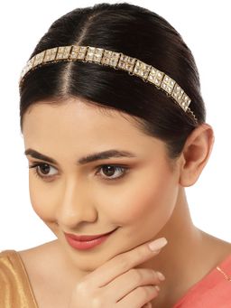 Karatcart - Gold Plated Square Kundan Hairband