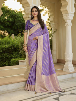 KRISHREE - Lavender Viscose Woven Saree with Unstitched Blouse
