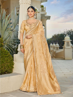 KRISHREE - Gold Tissue Woven Saree with Stitched Blouse