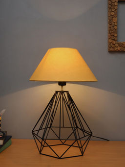 Homesake - Metal Diamond Table Lamp Black Gold Shade