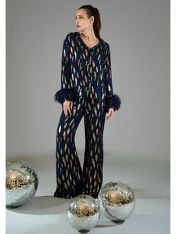 Taangerine Tiger - Hazel Feather Navy Blue Shirt