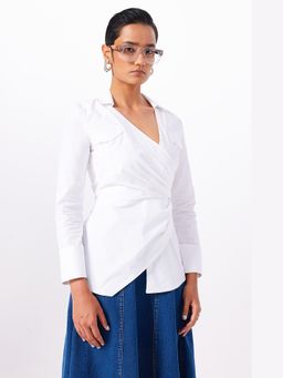 Notebook - White Pure Cotton Solid Lauren Shirt