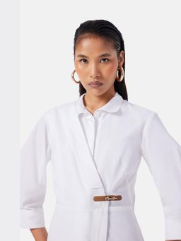 Notebook - White Pure Cotton Solid Nina Shirt