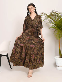BOHOLYFE - Women Brown Nyra Twilight Paisley Maxi Dress