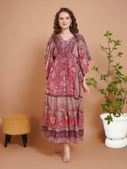 BOHOLYFE - Women Pink Mirage Paisley Maxi Dress