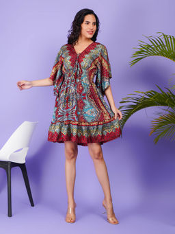 BOHOLYFE - Women Free-Spirited Maroon Glow-Up Mini Dress