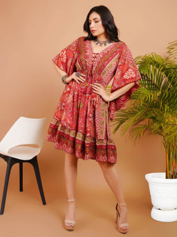 BOHOLYFE - Women Red Blush Radiance Paisley Mini Dress