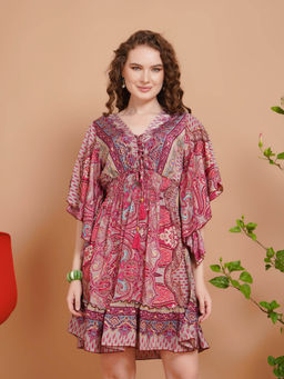BOHOLYFE - Women Pink Paisley Pop Charm Mini Dress