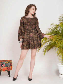 BOHOLYFE - Women Brown Twilight Plum Mini Dress