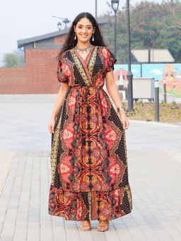 BOHOLYFE - Women Red Crimson Charm Bohemian Maxi Dress