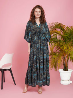BOHOLYFE - Women Blue Starlit Wanderer Kimono Maxi Dress