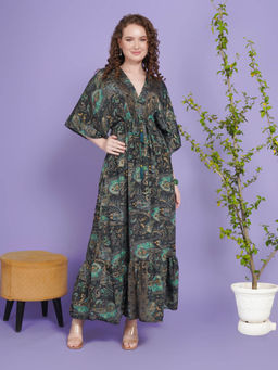 BOHOLYFE - Women Green Emerald Eclipse Kimono Maxi Dress
