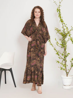 BOHOLYFE - Women Brown Earthspell Kimono Maxi Dress