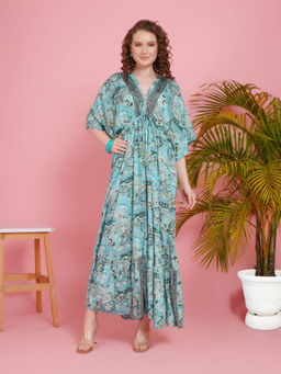BOHOLYFE - Women Blue Breeze Kimono Maxi Dress