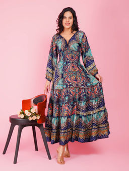 BOHOLYFE - Women Navy Blue Enchanted Boho Beauty Maxi Dress