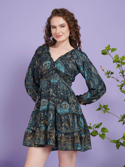 BOHOLYFE - Women Blue Inara Celestial Boho Mini Dress