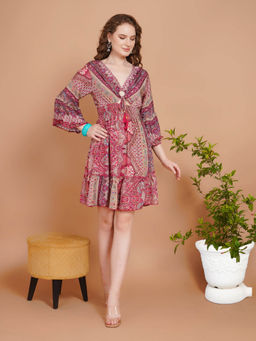 BOHOLYFE - Women Pink Sweet Hue Groove Mini Dress