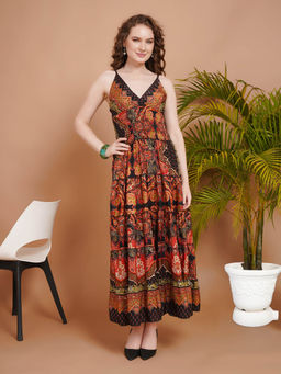 BOHOLYFE - Women Multi-Color Soraya Sunset Ember Maxi Dress