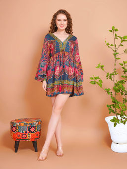 BOHOLYFE - Women Teal Wanderblush Mini Dress