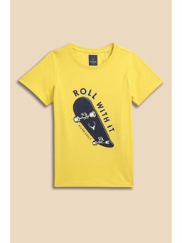 Allen Solly - Boys Yellow Graphic Printed Crew Neck T-shirt