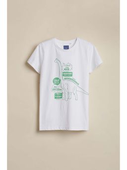 Allen Solly - Boys White Graphic Printed Crew Neck T-shirt