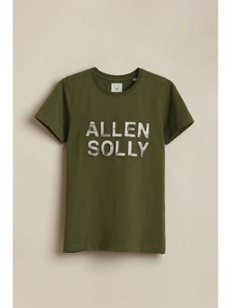 Allen Solly - Boys Olive Graphic Printed Crew Neck T-shirt
