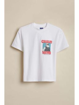 Allen Solly - Boys White Graphic Printed Crew Neck T-shirt