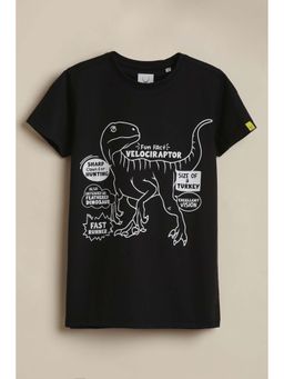 Allen Solly - Boys Black Graphic Printed Crew Neck T-shirt