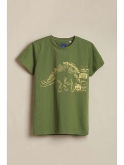 Allen Solly - Boys Olive Graphic Printed Crew Neck T-shirt