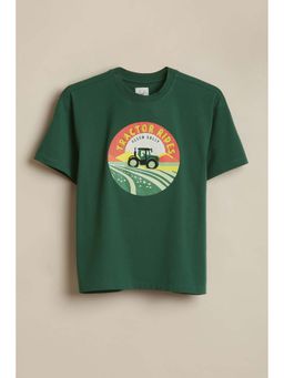 Allen Solly - Boys Green Graphic Printed Crew Neck T-shirt