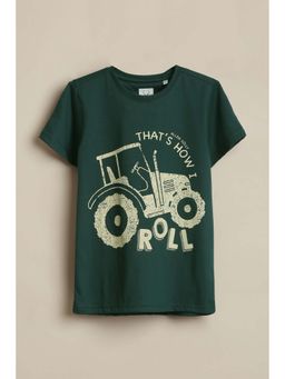 Allen Solly - Boys Green Graphic Printed Crew Neck T-shirt