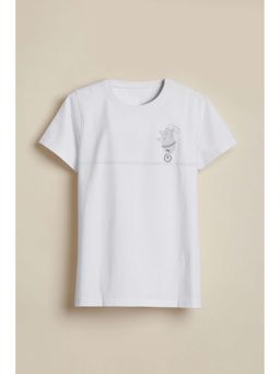 Allen Solly - Boys White Graphic Printed Crew Neck T-shirt