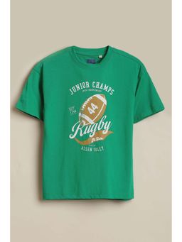 Allen Solly - Boys Green Graphic Printed Crew Neck T-shirt