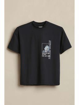 Allen Solly - Boys Black Graphic Printed Crew Neck T-shirt