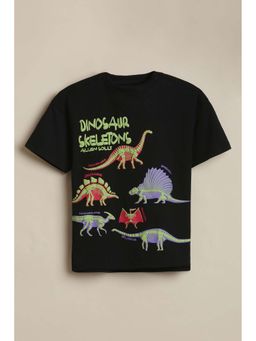 Allen Solly - Boys Black Graphic Printed Crew Neck T-shirt