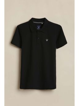 Allen Solly - Boys Black Solid Polo Neck T-shirt