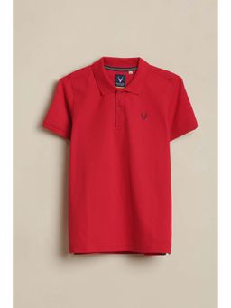 Allen Solly - Boys Red Solid Polo Neck T-shirt