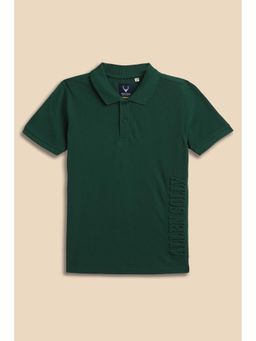 Allen Solly - Boys Green Solid Polo Neck T-shirt