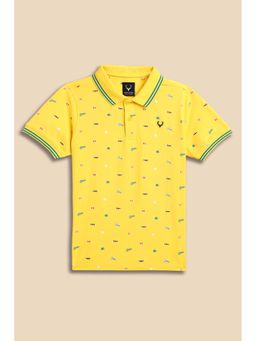 Allen Solly - Boys Yellow Printed Polo Neck T-shirt