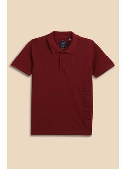 Allen Solly - Boys Maroon Solid Polo Neck T-shirt