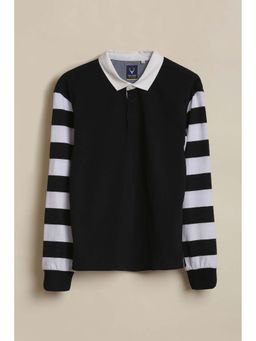 Allen Solly - Boys Black Stripes Polo Neck T-shirt