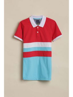 Allen Solly - Boys Multi-Color Colorblock Polo Neck T-shirt