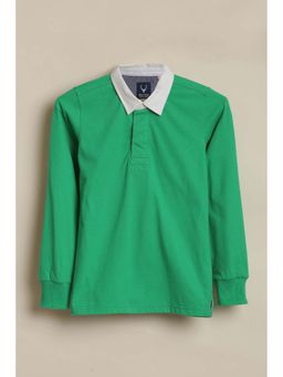 Allen Solly - Boys Green Solid Polo Neck T-shirt