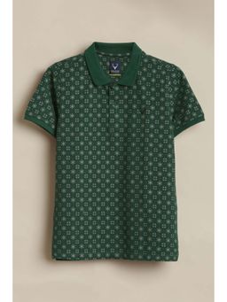 Allen Solly - Boys Green Printed Polo Neck T-shirt
